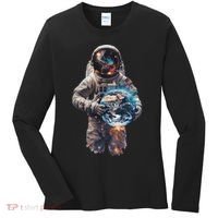 Astronaut Holds Earth In Space Women's Long Sleeve Shirt thumb 0