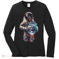 Astronaut Holds Earth In Space Women's Long Sleeve Shirt thumb 0
