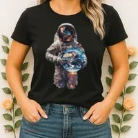 Astronaut Holds Earth In Space Women's T-Shirt thumb 2