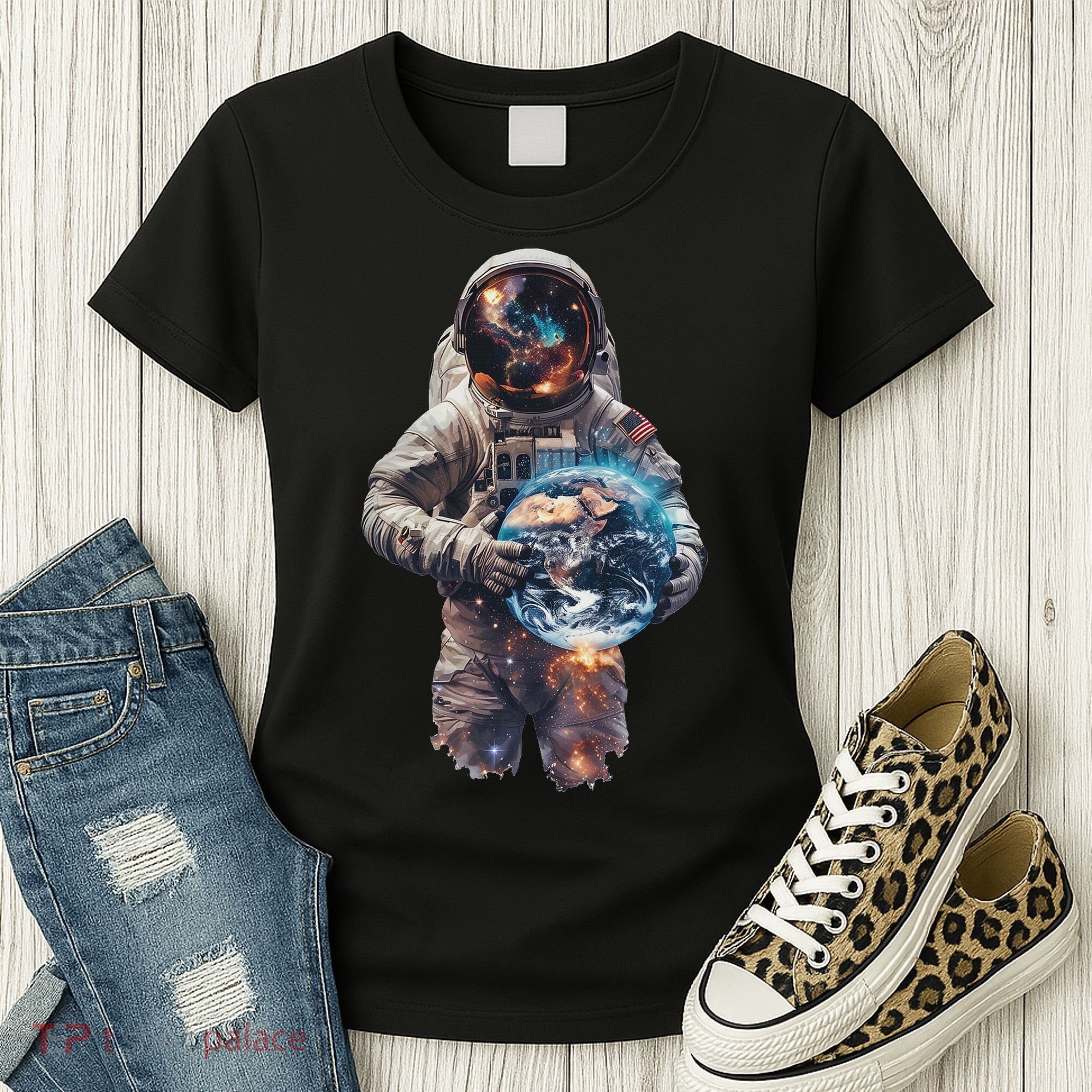 Astronaut Holds Earth In Space Women's T-Shirt