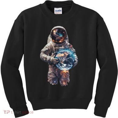 Astronaut Holds Earth In Space Kids Sweatshirt