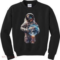 Astronaut Holds Earth In Space Kids Sweatshirt thumb 0