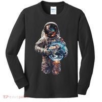 Astronaut Holds Earth In Space Kids Long Sleeve Shirt thumb 0
