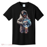 Astronaut Holds Earth In Space Kids T-Shirt thumb 0