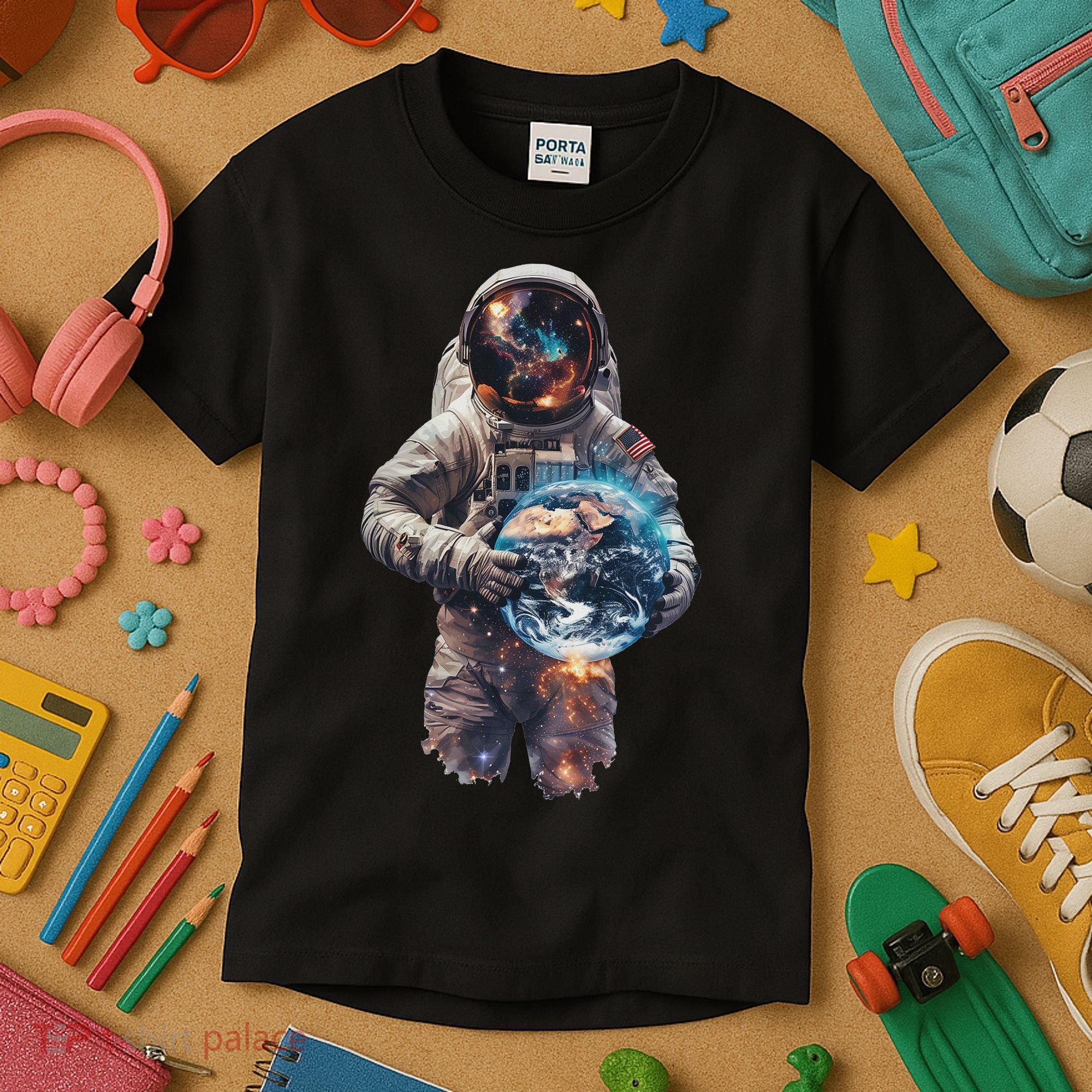 Astronaut Holds Earth In Space Kids T-Shirt