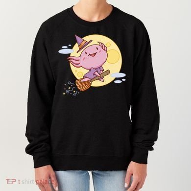 Axolotl Halloween Flying Witch Women's Sweatshirt