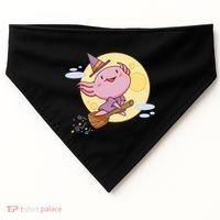 Axolotl Halloween Flying Witch USA-Made Doggie Bandana thumb 0