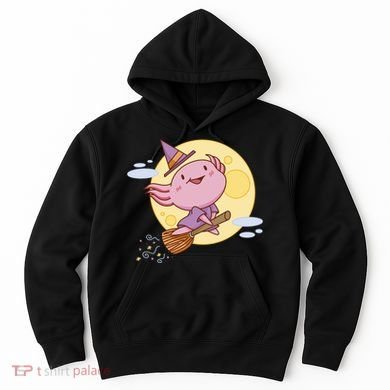 Axolotl Halloween Flying Witch Hoodie