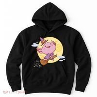 Axolotl Halloween Flying Witch Hoodie thumb 0