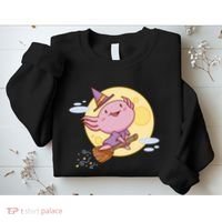 Axolotl Halloween Flying Witch Sweatshirt thumb 2