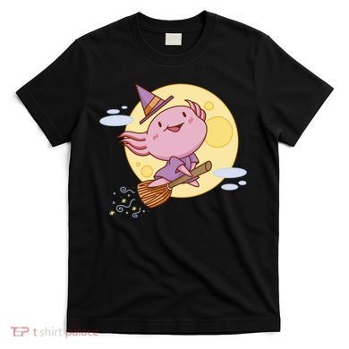 Axolotl Halloween Flying Witch T-Shirt