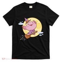 Axolotl Halloween Flying Witch T-Shirt thumb 0