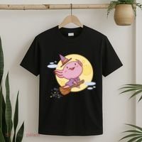 Axolotl Halloween Flying Witch T-Shirt thumb 2