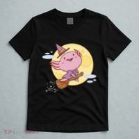 Axolotl Halloween Flying Witch T-Shirt thumb 5