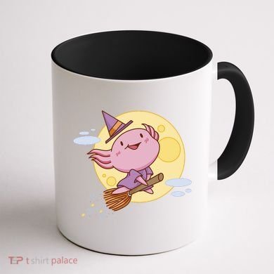 Axolotl Halloween Flying Witch Coffee Mug back