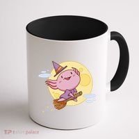 Axolotl Halloween Flying Witch Coffee Mug thumb 1