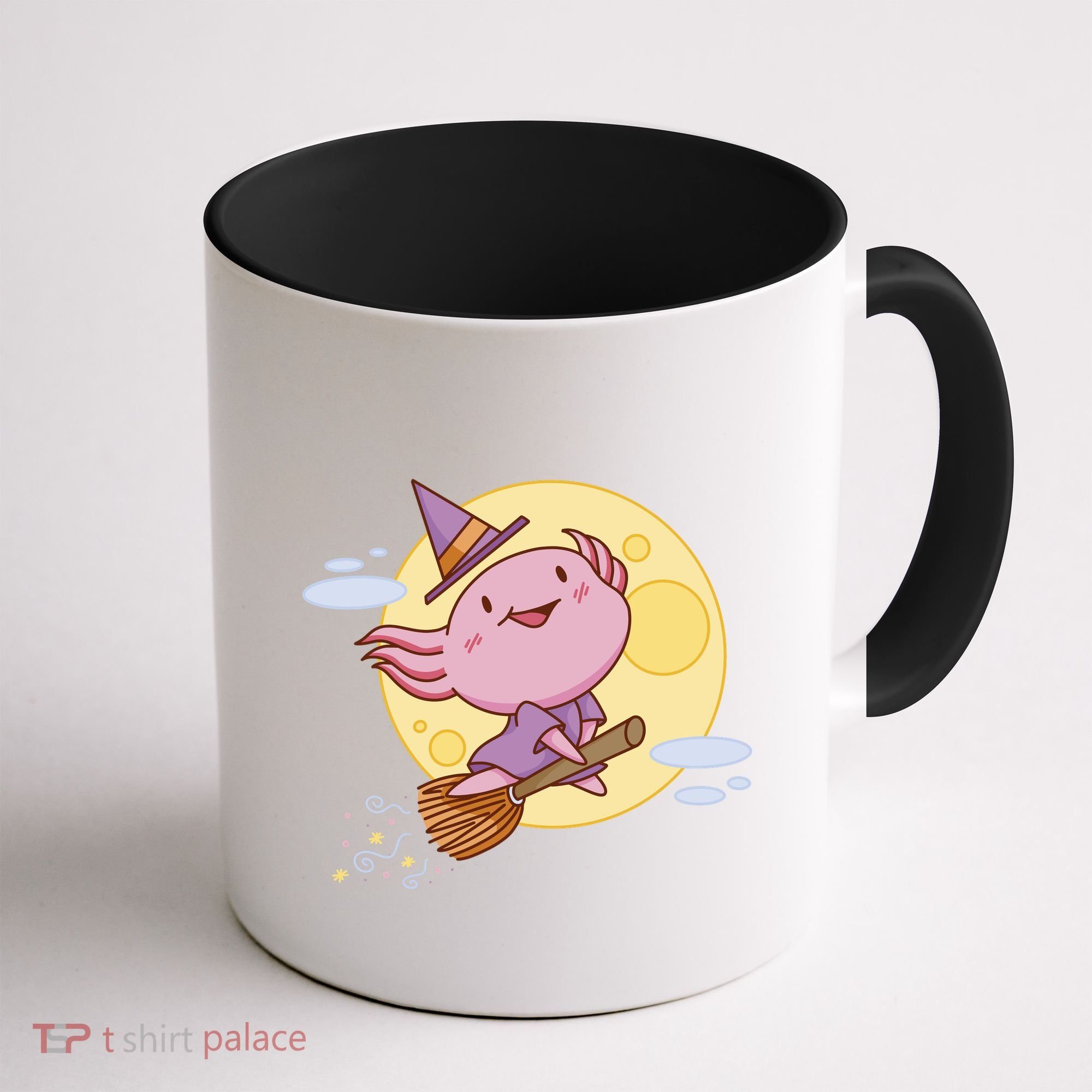 Axolotl Halloween Flying Witch Coffee Mug