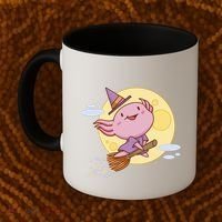 Axolotl Halloween Flying Witch Coffee Mug thumb 2