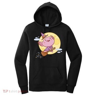 Axolotl Halloween Flying Witch Women's Hoodie