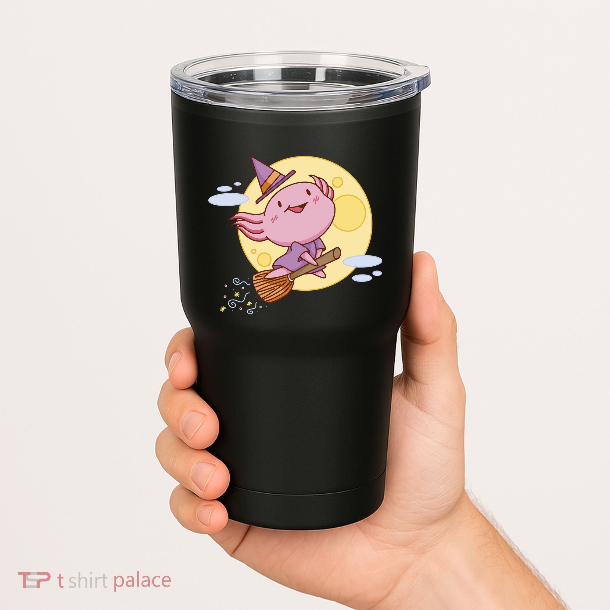 Axolotl Halloween Flying Witch Tumbler