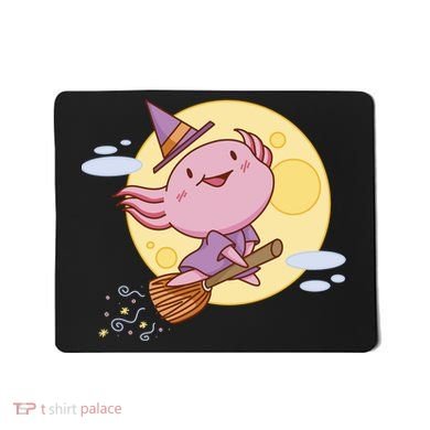 Axolotl Halloween Flying Witch Mousepad