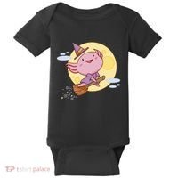 Axolotl Halloween Flying Witch Baby Bodysuit thumb 0
