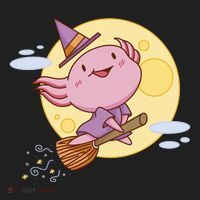 Axolotl Halloween Flying Witch Hat thumb 2