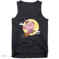 Axolotl Halloween Flying Witch Tank Top thumb 0