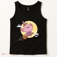 Axolotl Halloween Flying Witch Tank Top thumb 2