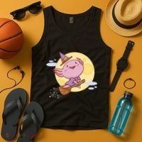 Axolotl Halloween Flying Witch Tank Top thumb 4