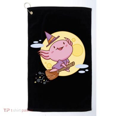 Axolotl Halloween Flying Witch Golf Towel