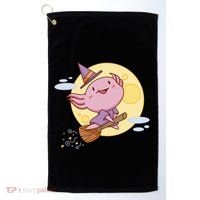 Axolotl Halloween Flying Witch Golf Towel thumb 0