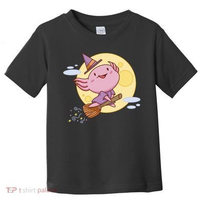 Axolotl Halloween Flying Witch Toddler T-Shirt