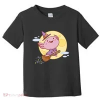Axolotl Halloween Flying Witch Toddler T-Shirt thumb 0