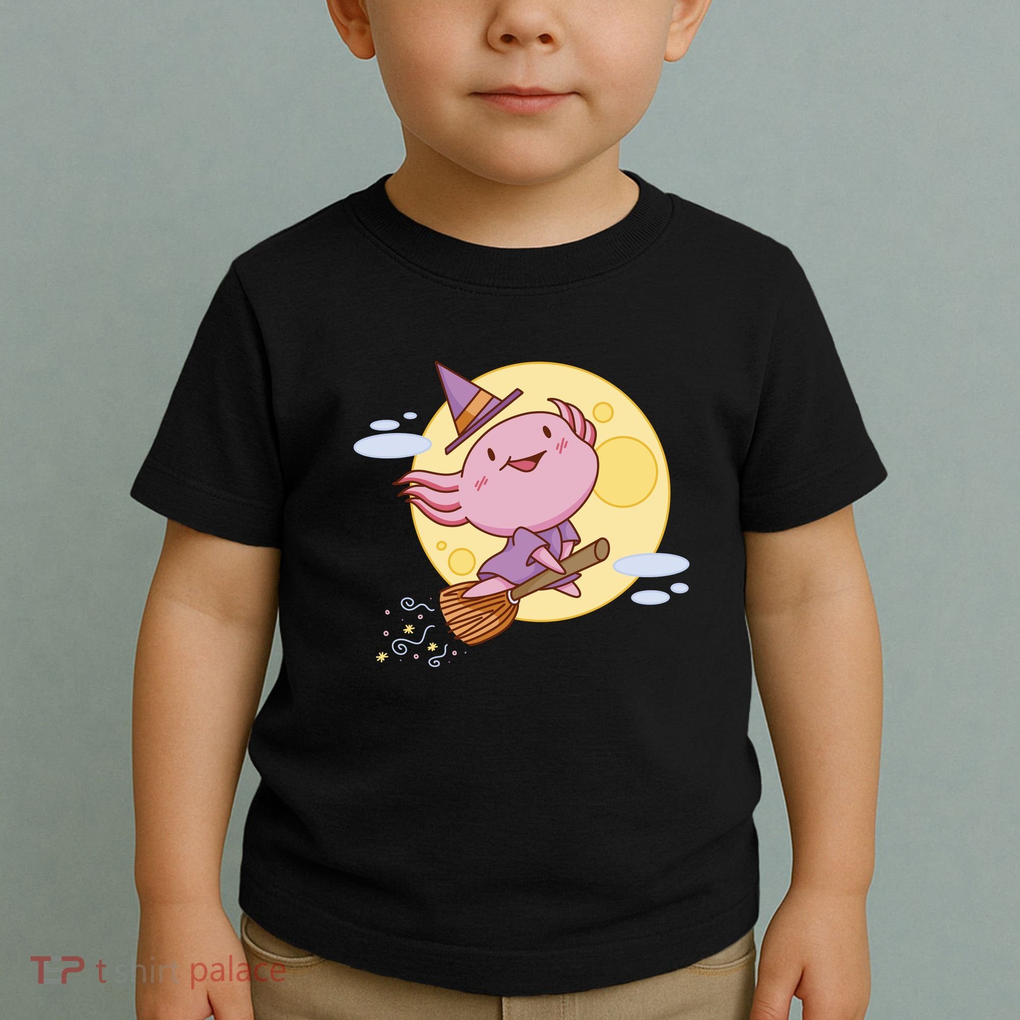Axolotl Halloween Flying Witch Toddler T-Shirt