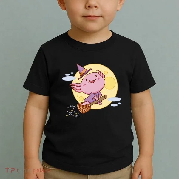 Axolotl Halloween Flying Witch Toddler T-Shirt