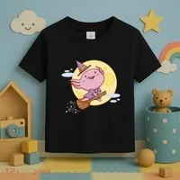 Axolotl Halloween Flying Witch Toddler T-Shirt thumb 3