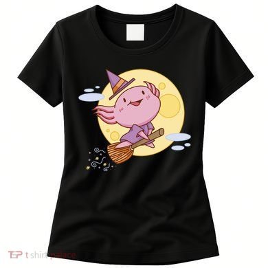 Axolotl Halloween Flying Witch Women's T-Shirt