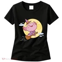Axolotl Halloween Flying Witch Women's T-Shirt thumb 0