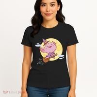 Axolotl Halloween Flying Witch Women's T-Shirt thumb 4