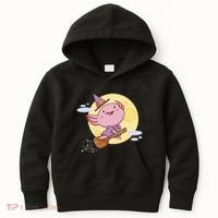 Axolotl Halloween Flying Witch Kids Hoodie thumb 0