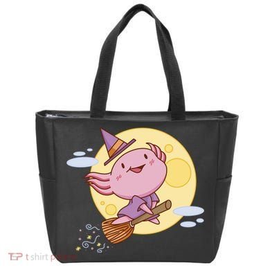 Axolotl Halloween Flying Witch Tote Bag