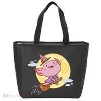 Axolotl Halloween Flying Witch Tote Bag thumb 0