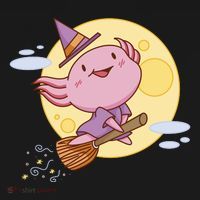 Axolotl Halloween Flying Witch Tote Bag thumb 4