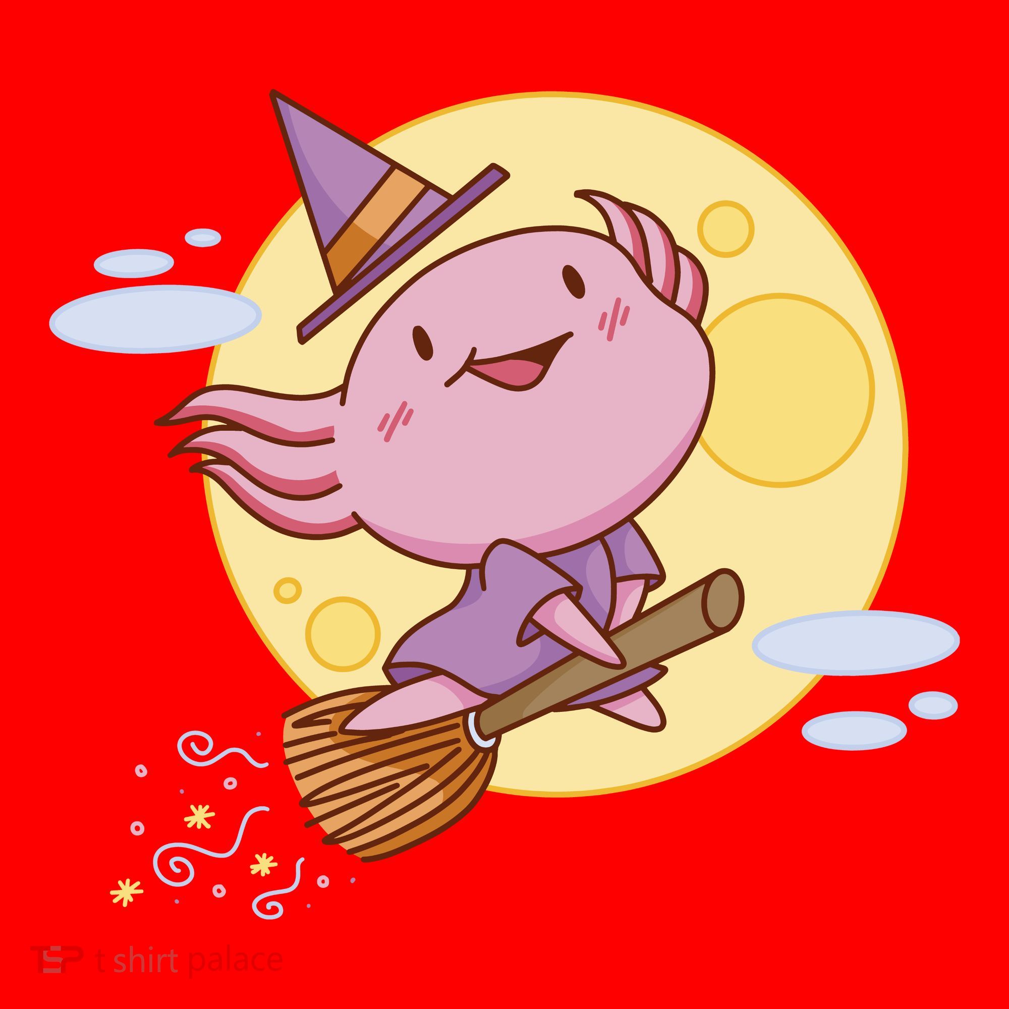 Axolotl Halloween Flying Witch Santa Hat
