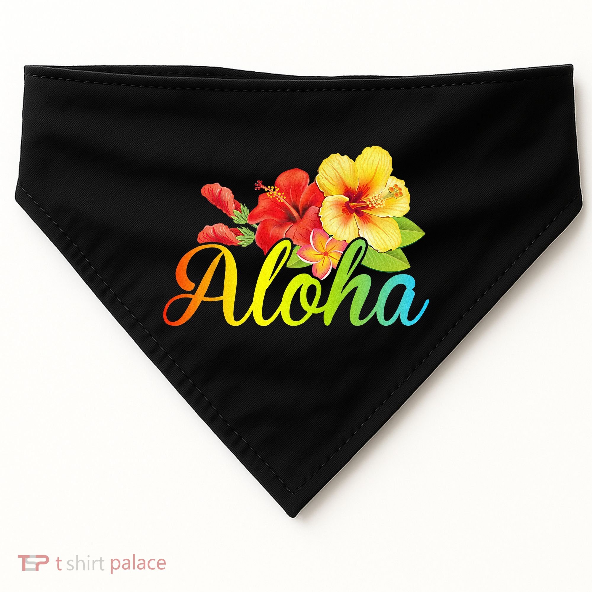Aloha Hawaiian Flower Hawaii Vacation USA-Made Doggie Bandana
