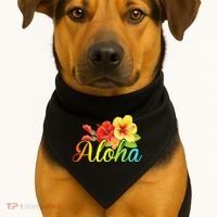 Aloha Hawaiian Flower Hawaii Vacation USA-Made Doggie Bandana thumb 1
