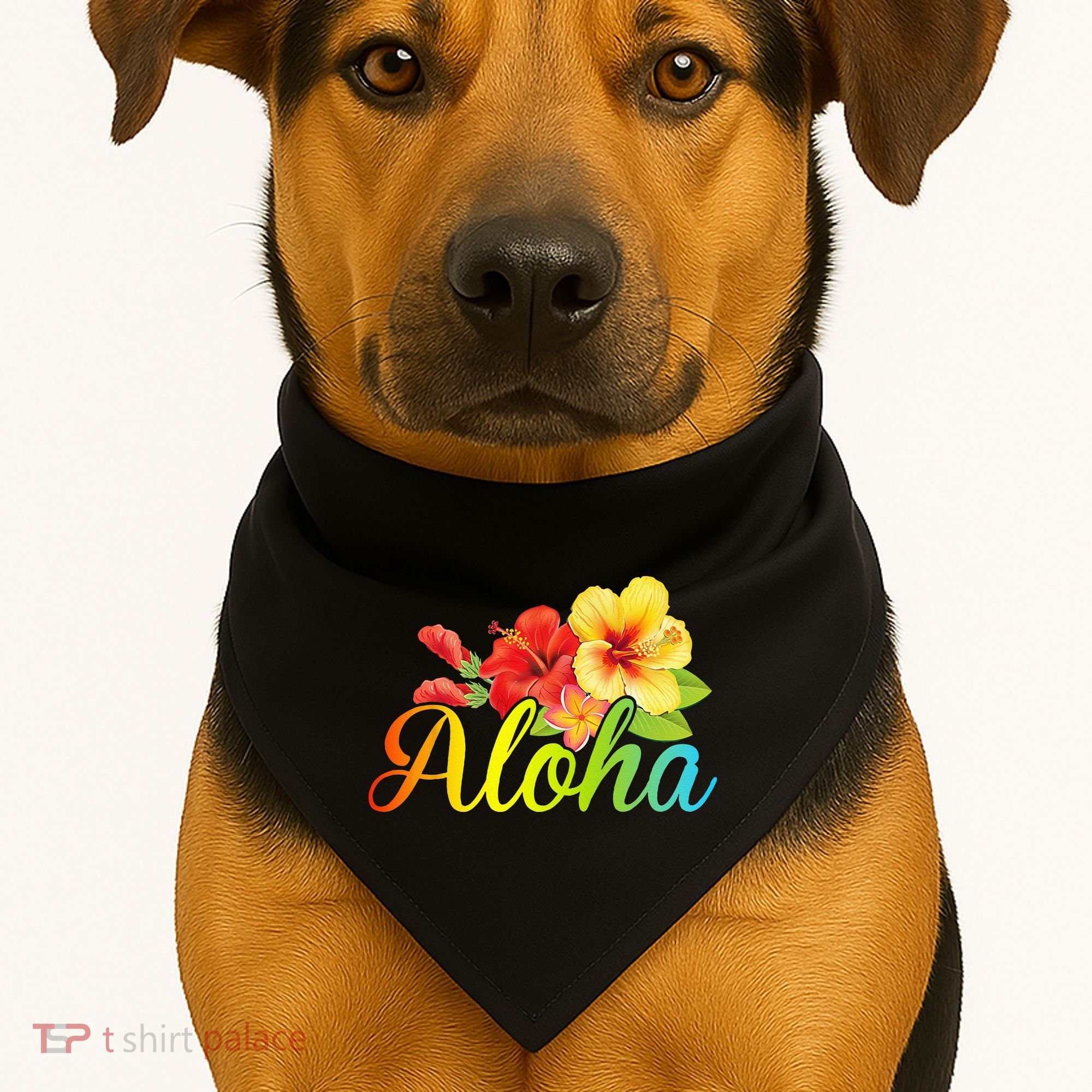 Aloha Hawaiian Flower Hawaii Vacation USA-Made Doggie Bandana