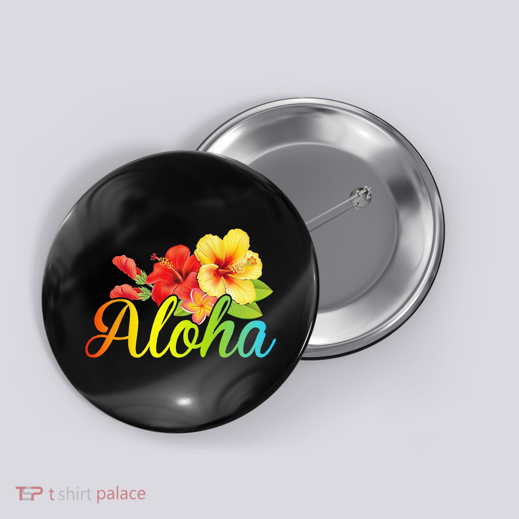Aloha Hawaiian Flower Hawaii Vacation Button