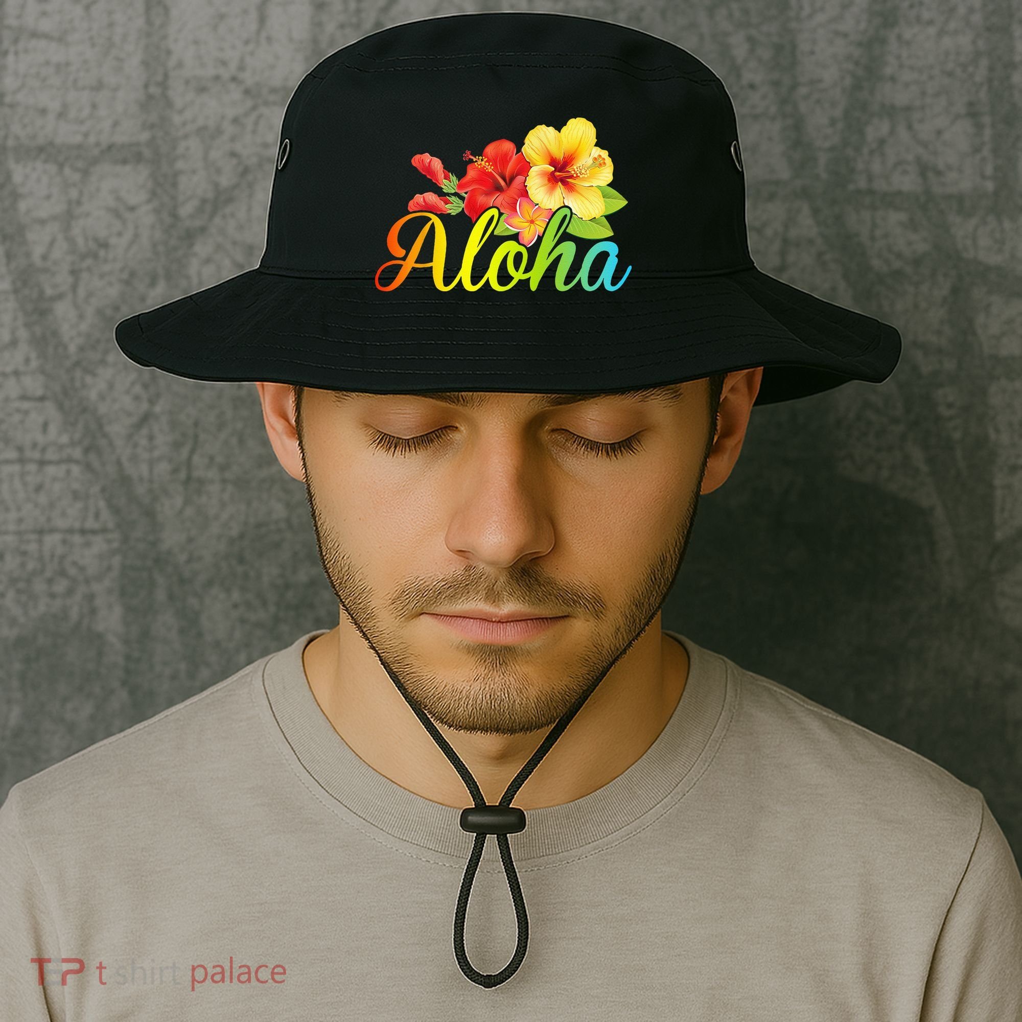 Aloha Hawaiian Flower Hawaii Vacation Bucket Hat